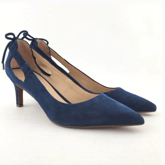 NEW Franco Sarto Real Suede Bow Back Pumps Shoes in Blue, Size 7.5 M - Picture 2 of 16
